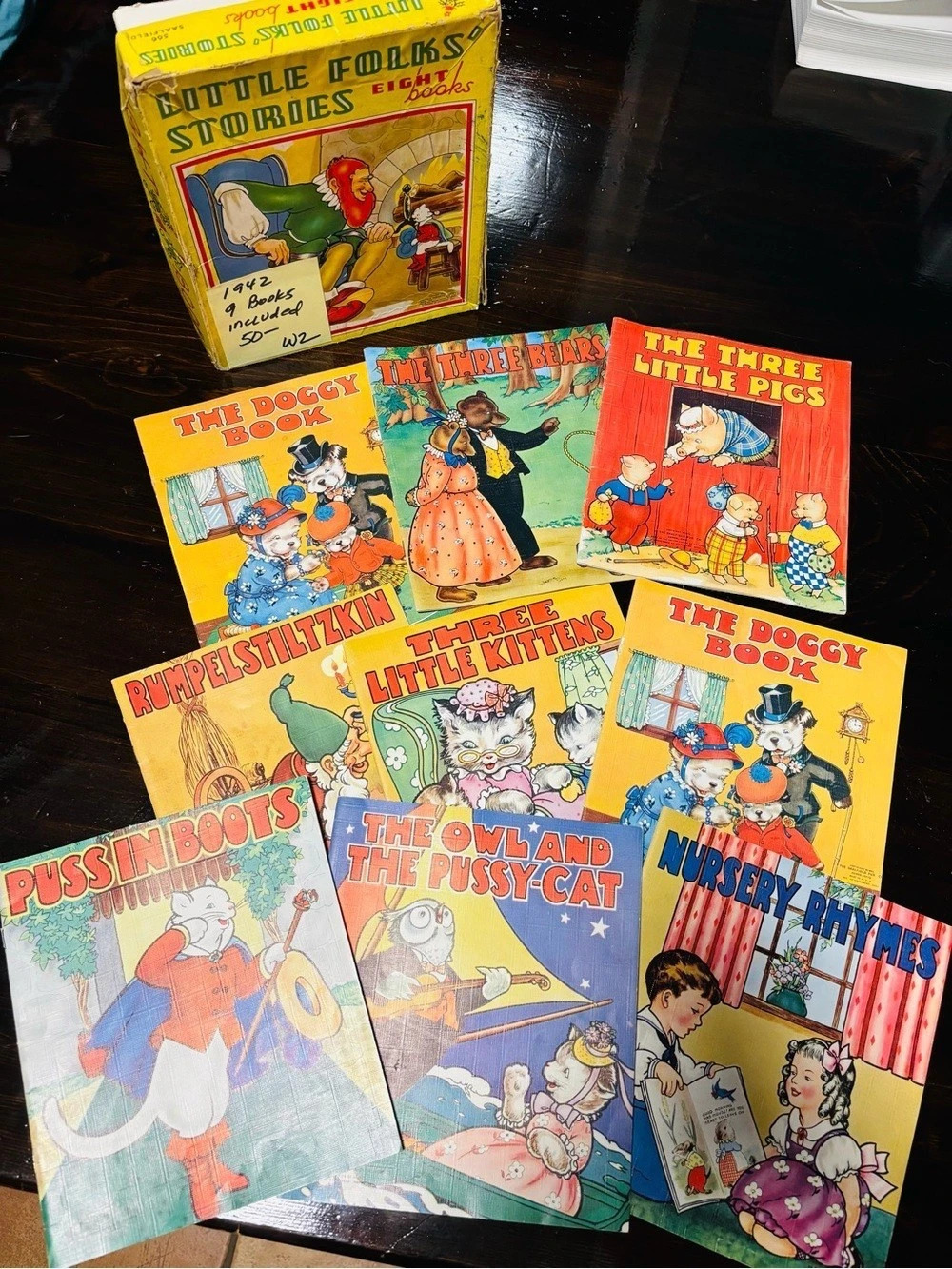 Eight Books Little Folks' Stories Vintage Illustrated Children's Book Set (1940’